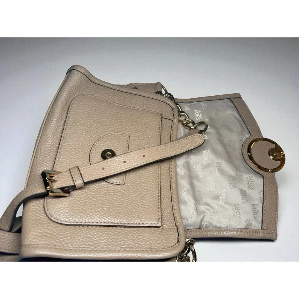 Michael Kors Crossbody Shoulder Bag Taupe Pebbled Leather Lk Nw